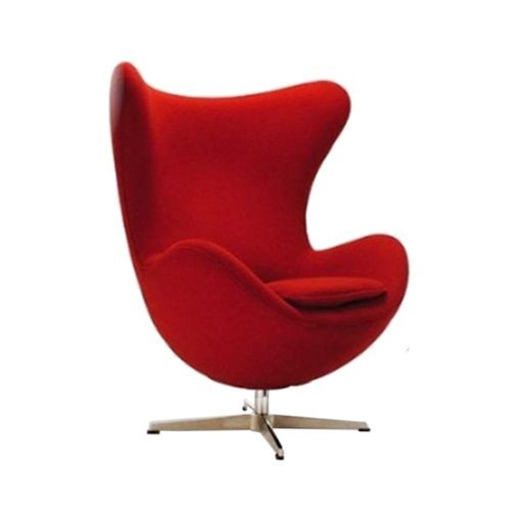 Poltrona Egg Giratória Em Sued Vermelha