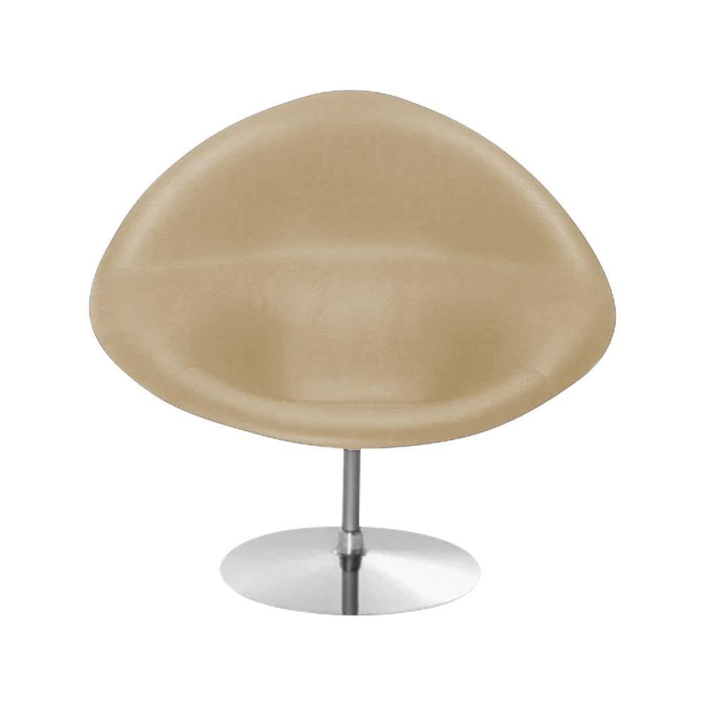 Poltrona Design Gondula Couro Natural Bege