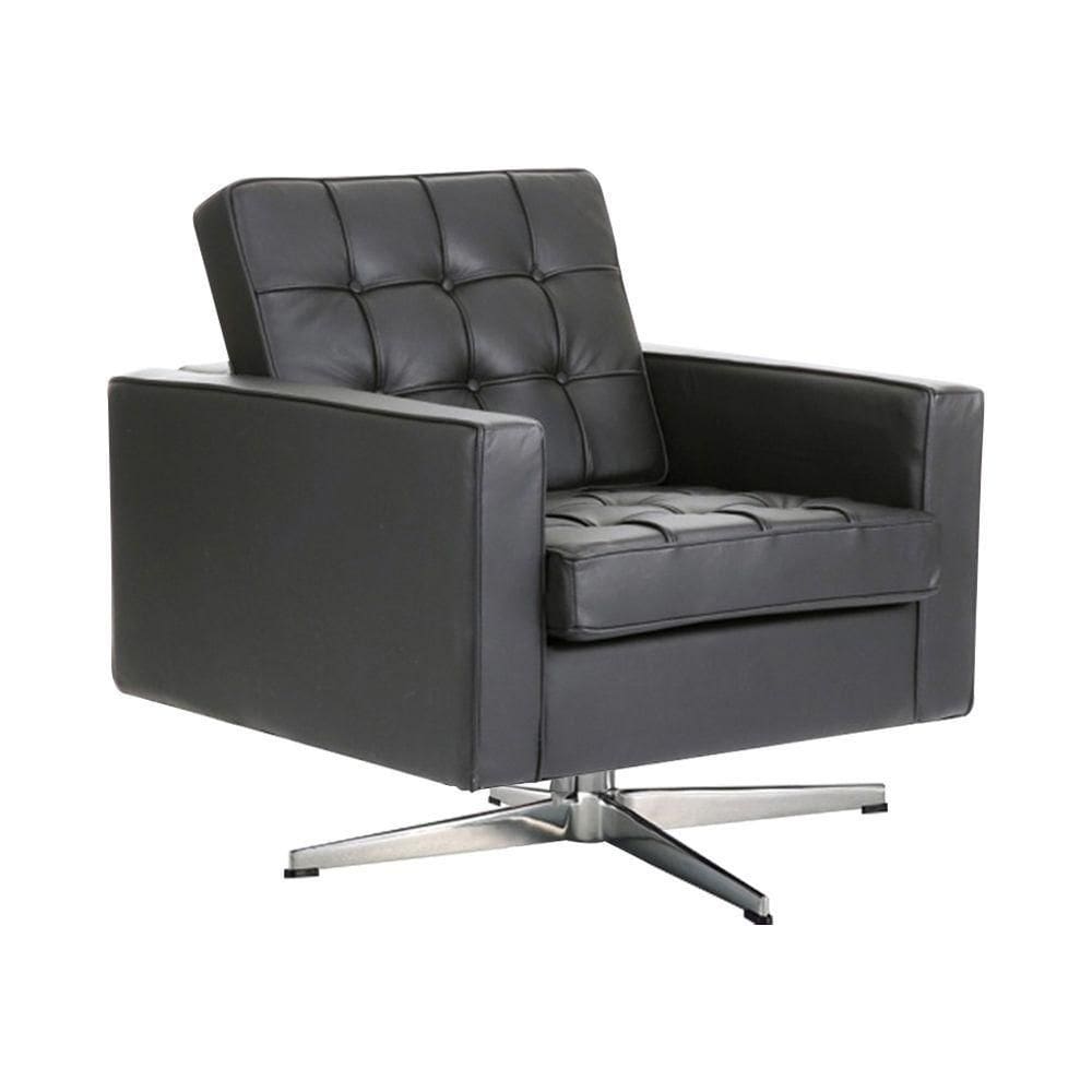 Poltrona Fk Giratória Couro Sintético Preto Base Alumínio