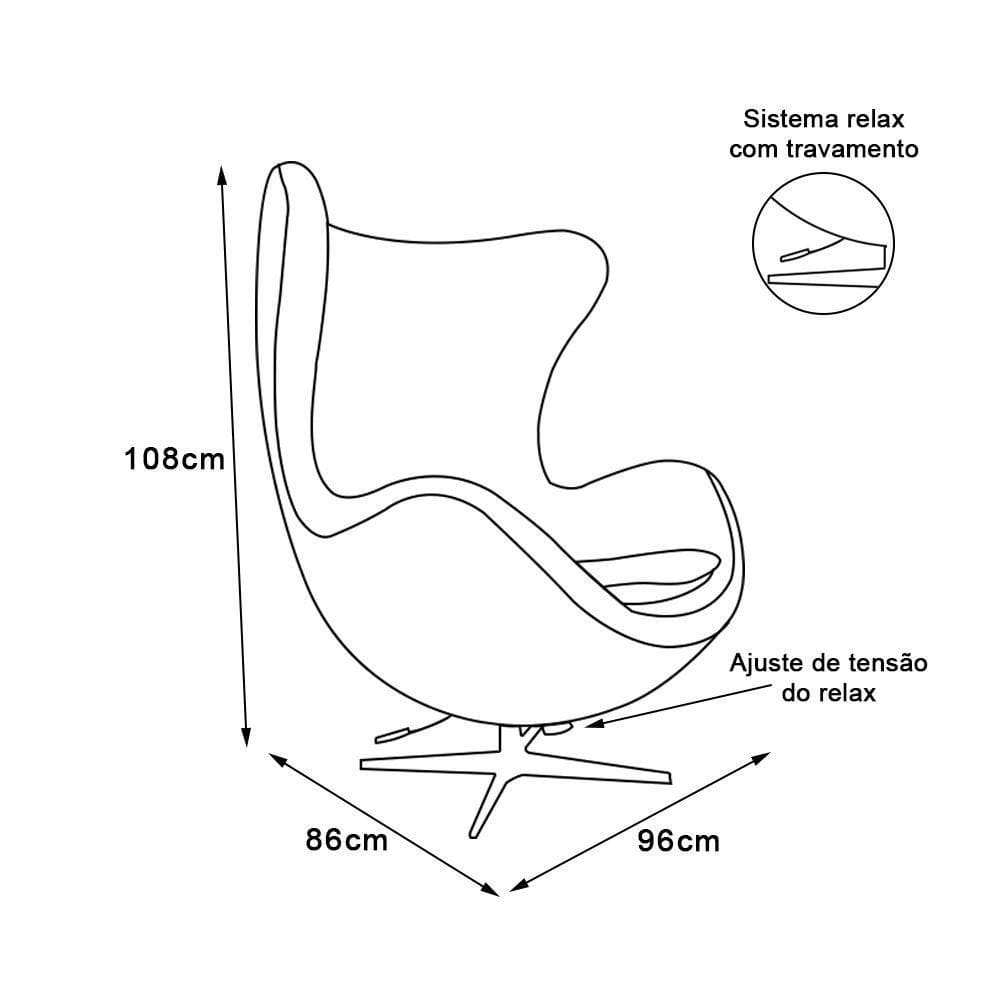 Poltrona Egg Com Puff Base Alumínio Em Sued Preto