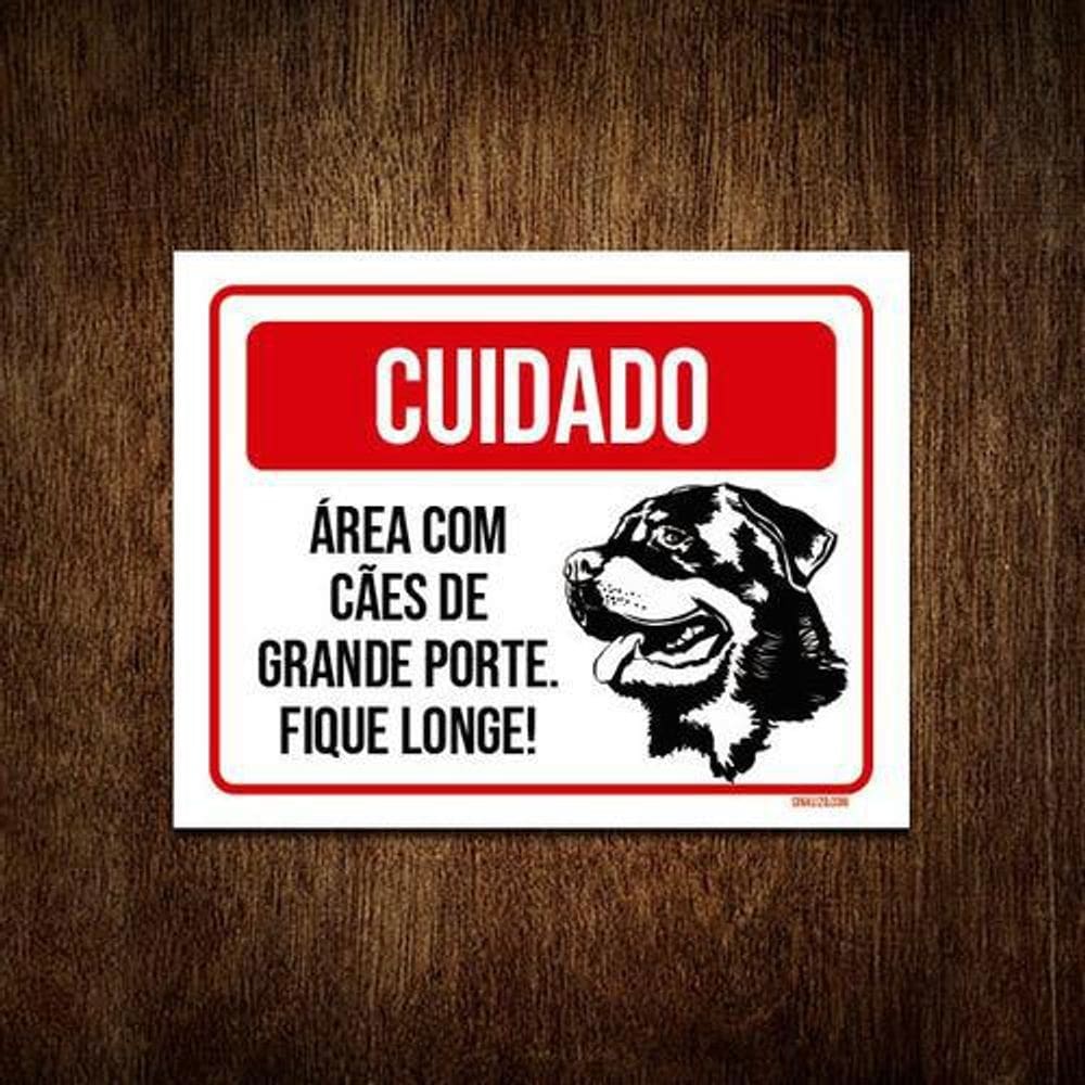Kit 10 Placas Cuidado Cão Área Cães Grande Porte Fique Longe