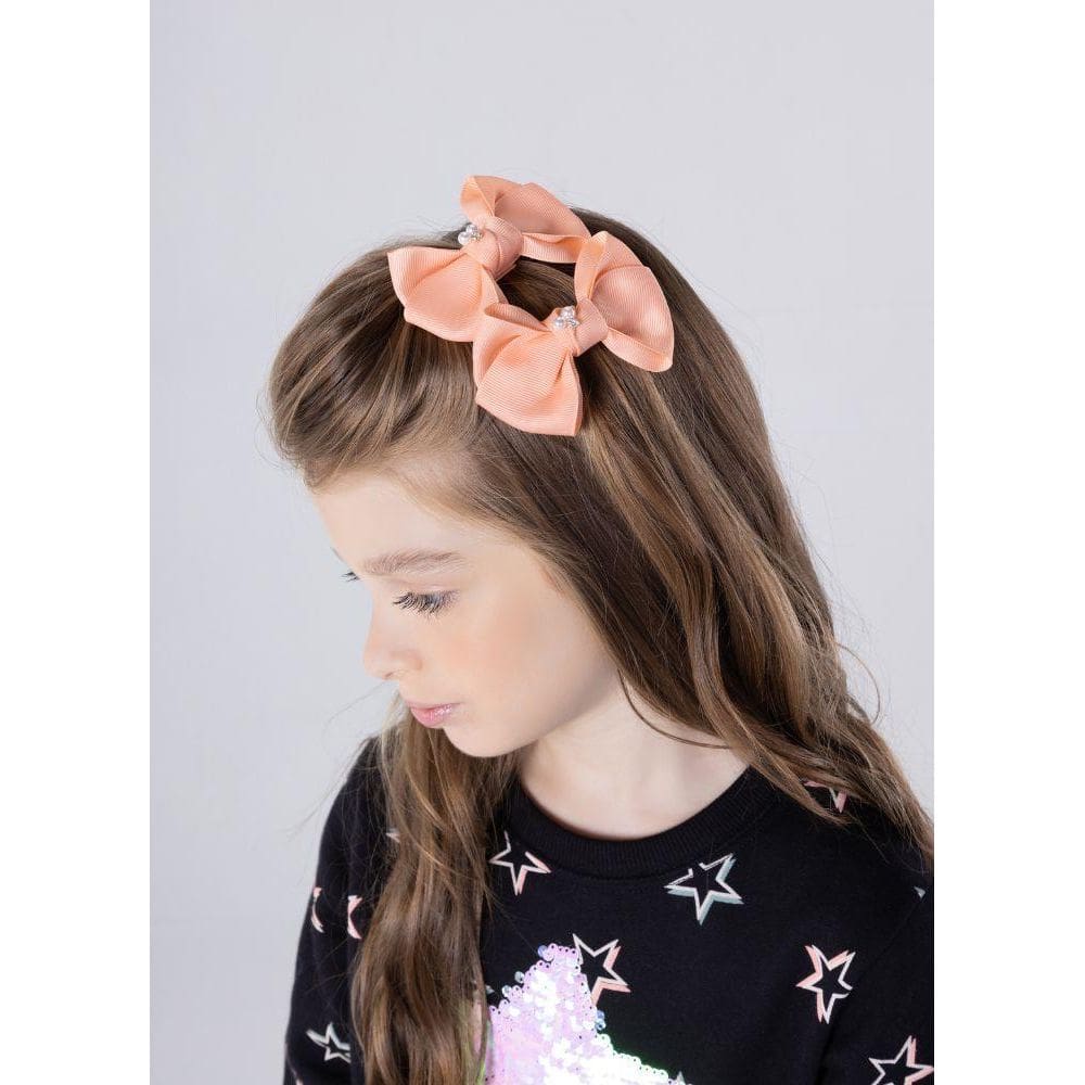 Par de Laços Strass e Peróla Menina Mundi Rosa