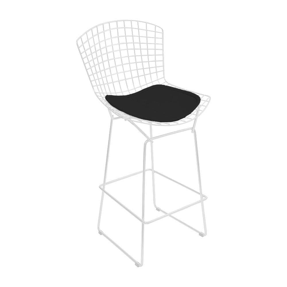 Banqueta Bertoia Branca D60 Assento Preto