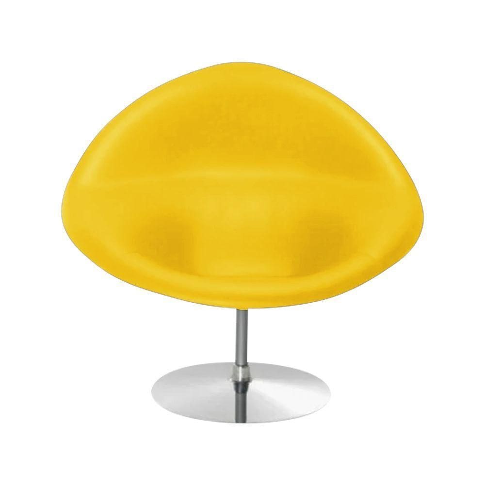Poltrona Design Gondula Couro Sintético Amarelo