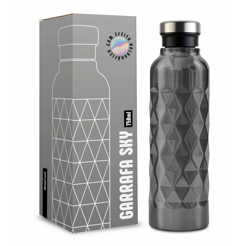 Garrafa Térmica Sky Perolada - Cinza - 750ml - Brasfoot