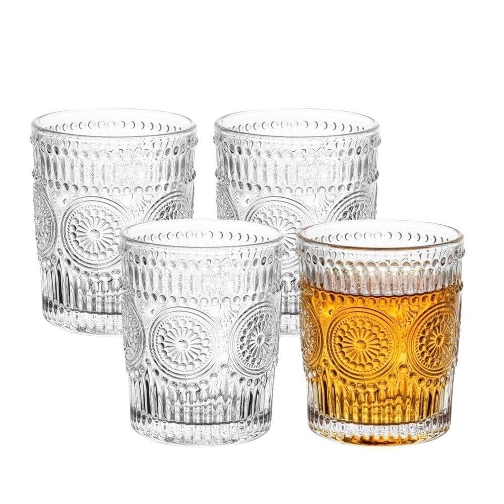 Jogo 4 Copo De Whisky Vidro Baixo Para Drink Whiskey Uisque Transparente Zara 275ml Em Casa Tem