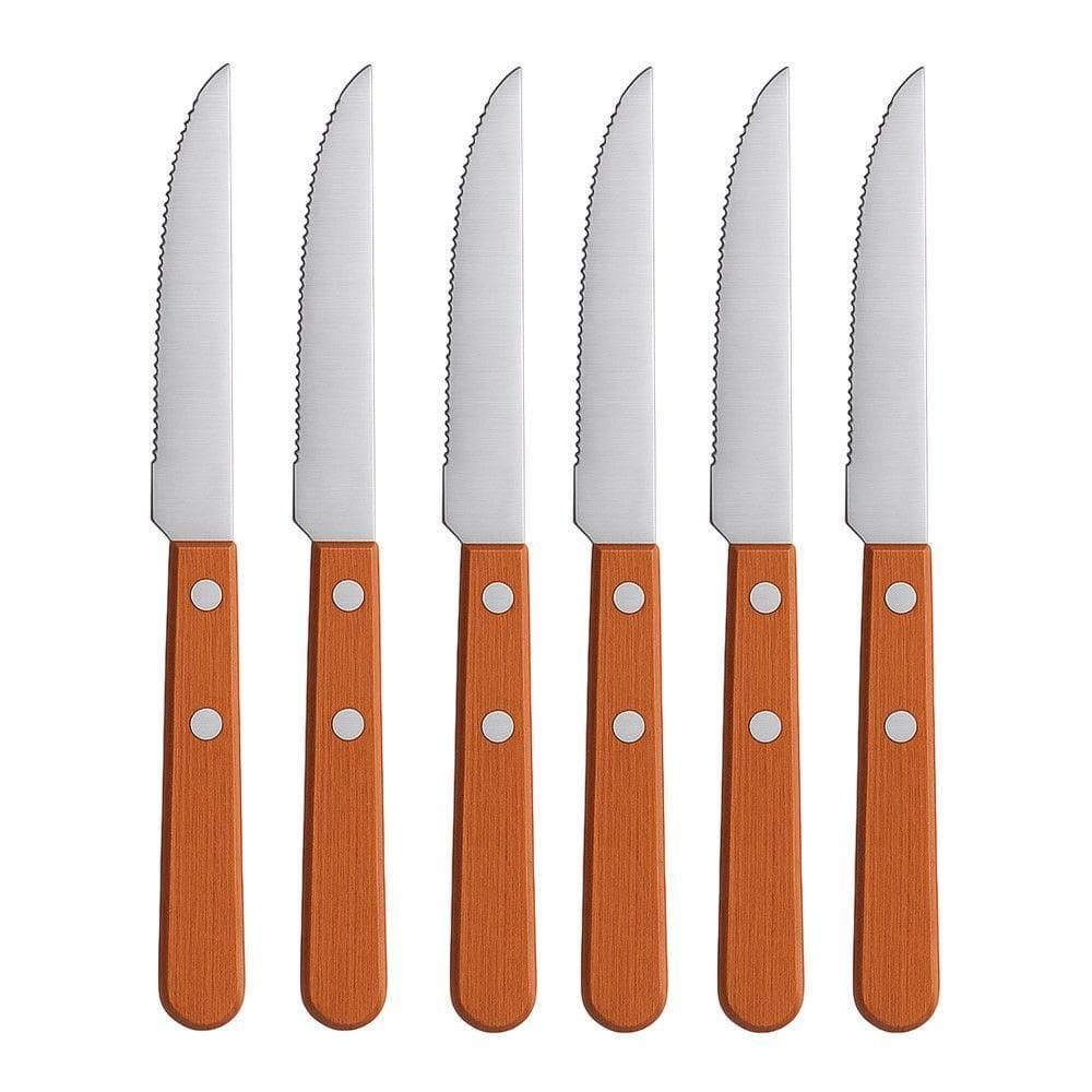 Jogo 6 Facas Cabo De Madeira Churrasco Astana 21cm Em Casa Tem