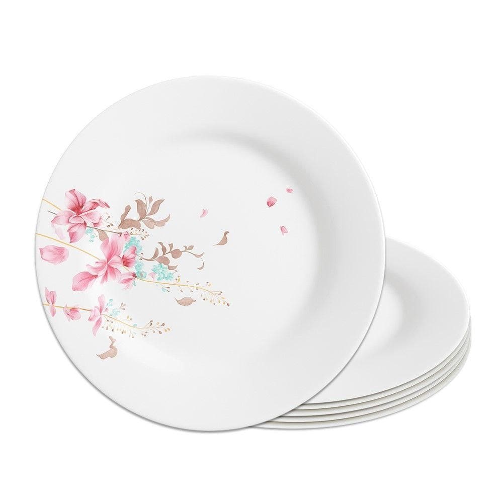 Jogo 6 Prato De Sobremesa De Vidro Branco Flowers Bord Em Casa Tem 20cm