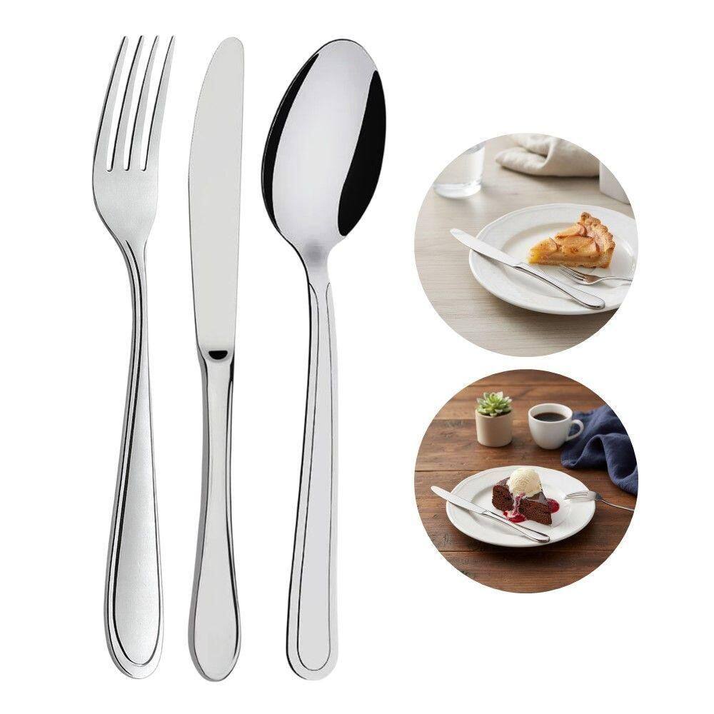 Jogo 12 Garfos 12 Colheres E 12 Facas De Sobremesa Prata Inox Em Casa Tem Linha Bronze