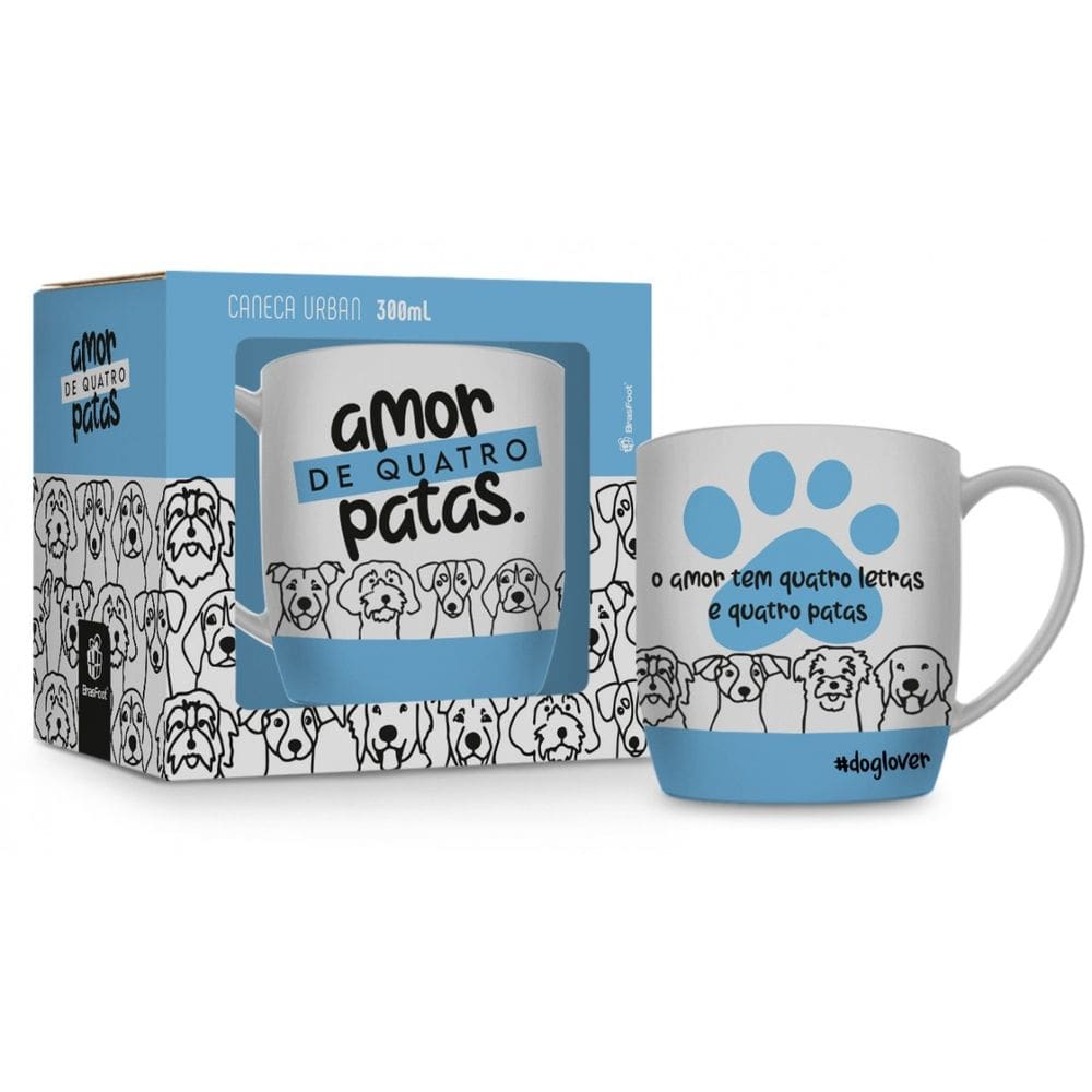 Caneca de Porcelana Amor de Quatro Patas - Dog - 300ml - Brasfoot