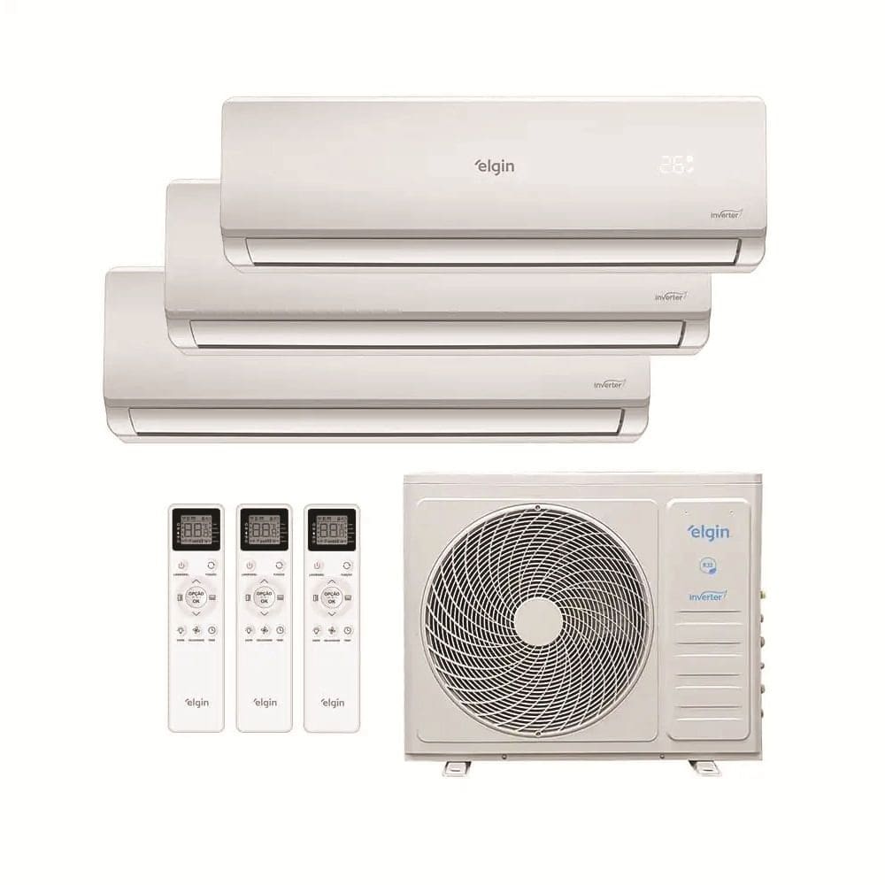 Ar Condicionado Multi Split Elgin Inverter Total Plus 27.000 Btus (Hi Wall 9.000 + Hi Wall 9.000 + Hi Wall 18.000) Quente e Frio 220v R-32