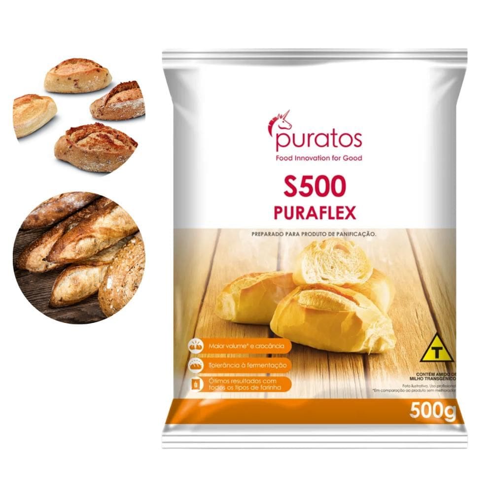 Preparado Para Panificação 500g Puraflex Melhorador de Pão Artesanal e Industrial Puratos