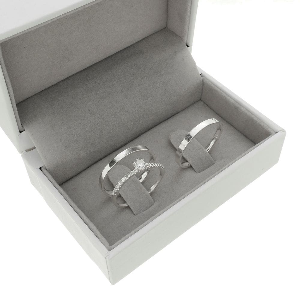 Aliança De Namoro Compromisso Prata 950 + Solitário Zircônia