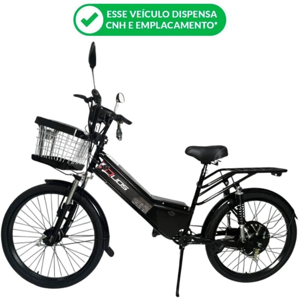 Bicicleta Elétrica Bateria de Lítio 48V 13Ah New Confort FULL Preta