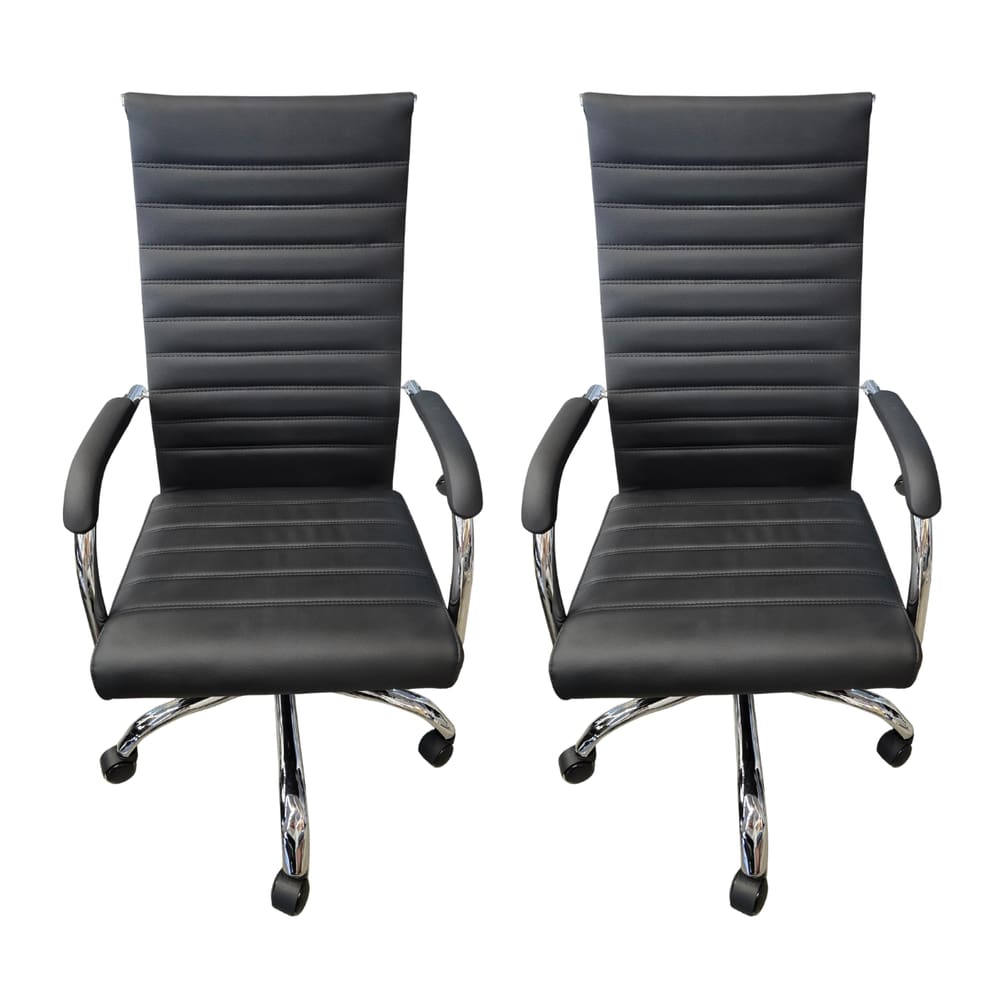 Cadeira Presidente Esteirinha Florença Relax PU Preta -Kit 2