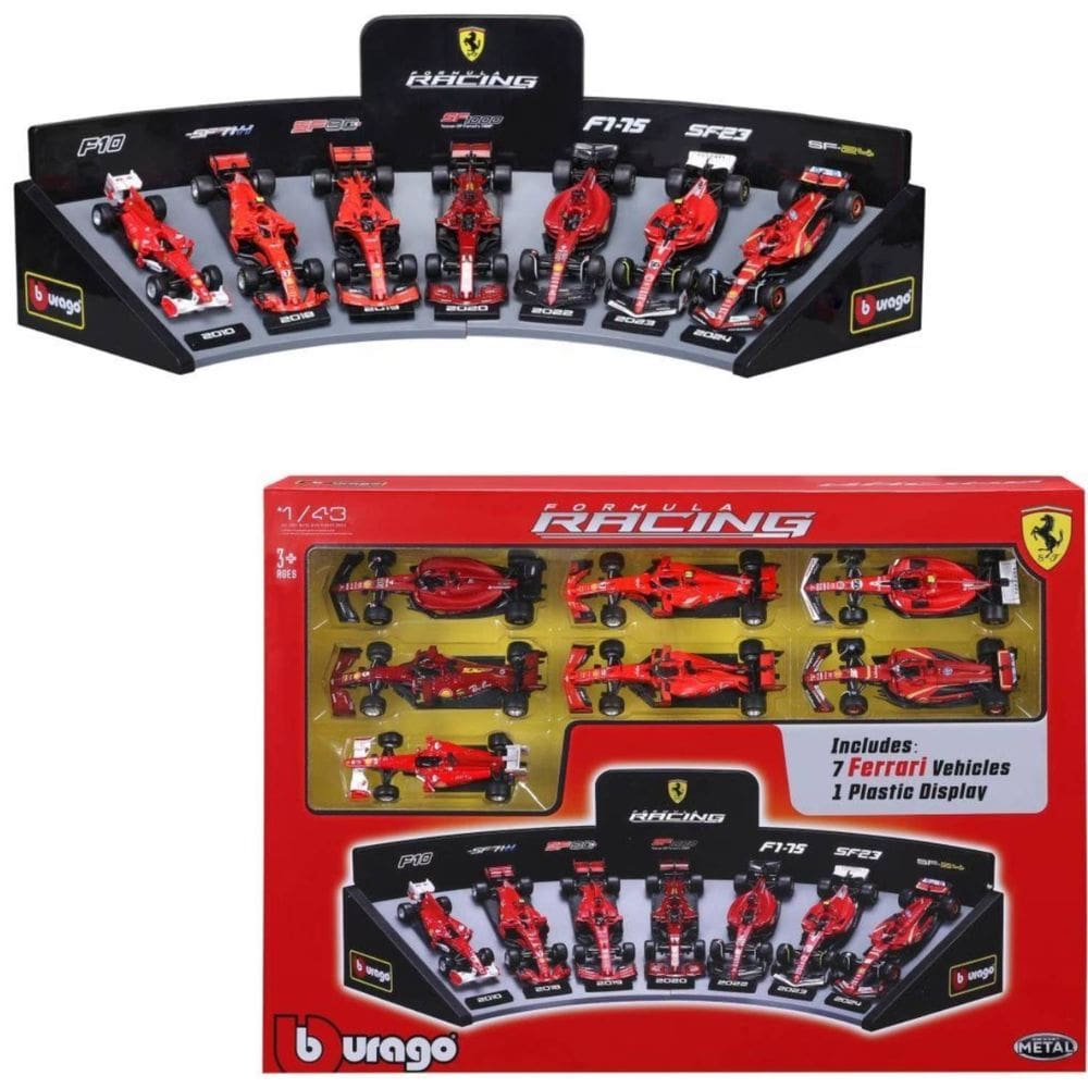 Conjunto com 7 Miniaturas F1 Ferrari Bburago Formula Racing 1/43