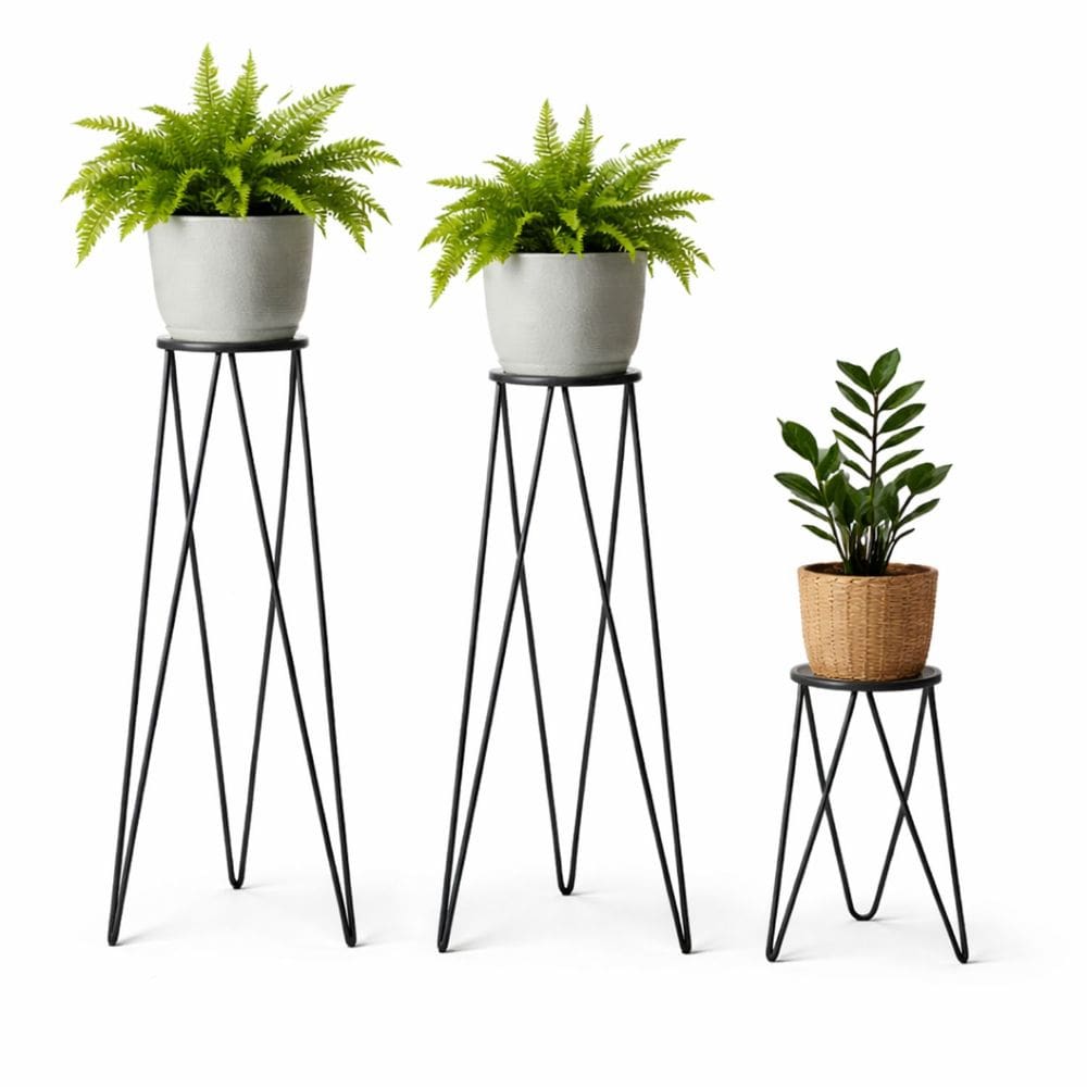 Kit Suporte Tripé para Vasos e Plantas 2 Peças 60cm Grande + 1 Peça 45cm Médio
