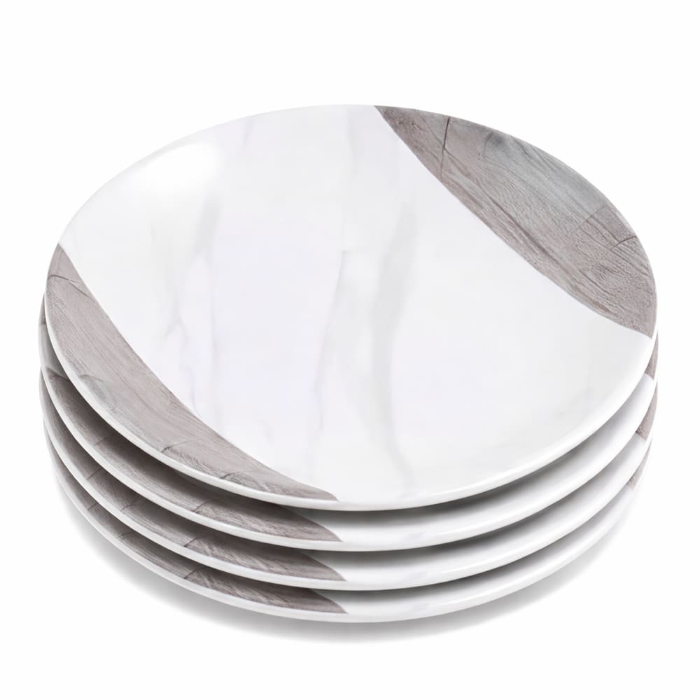 Kit 4 Pratos Para Jantar Em Melamina Marmorizado 22cm