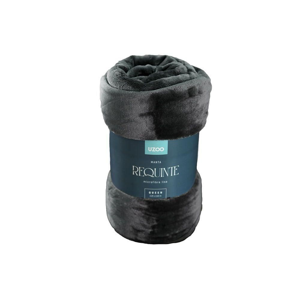 Manta Microfibra Flannel Requinte Casal 180x220cm - Uzoo Manta Microfibra Flannel Requinte Casal 180x220cm Grafite