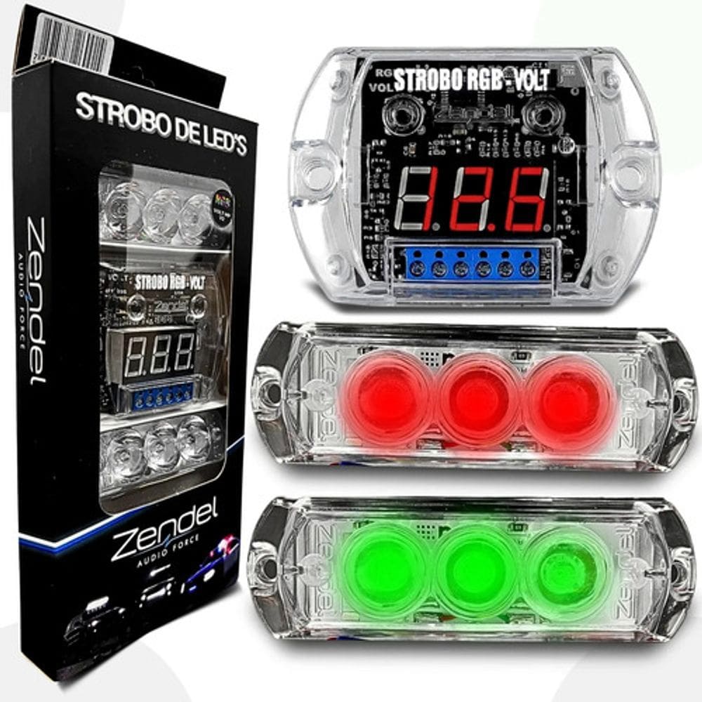 Kit Strobo Automotivo Zendel Rgb Bluetooth 2 Faróis 7 Cores 12v Rgb
