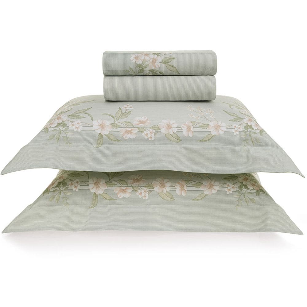 Jogo de Cama Karsten Iasmin 200 Fios 4 Peças Queen Verde