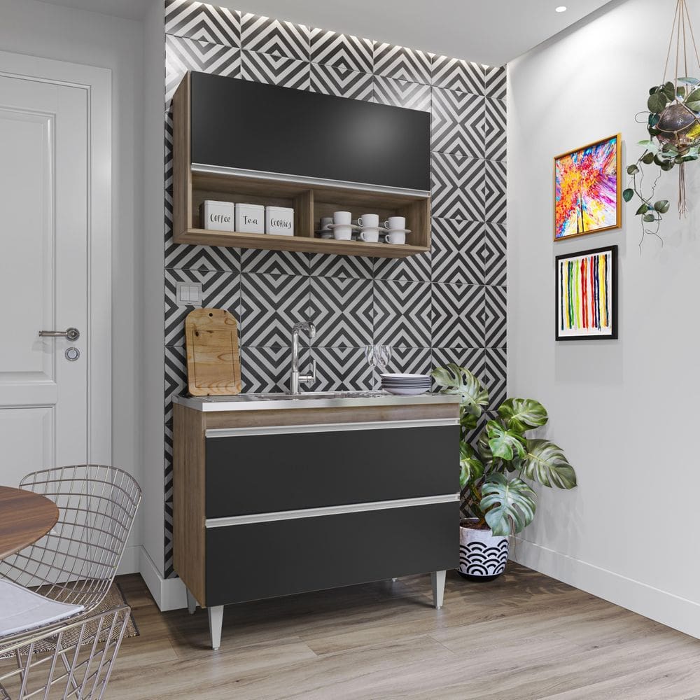 MP - Kit de Cozinha Esmeralda 100cm 3 Portas