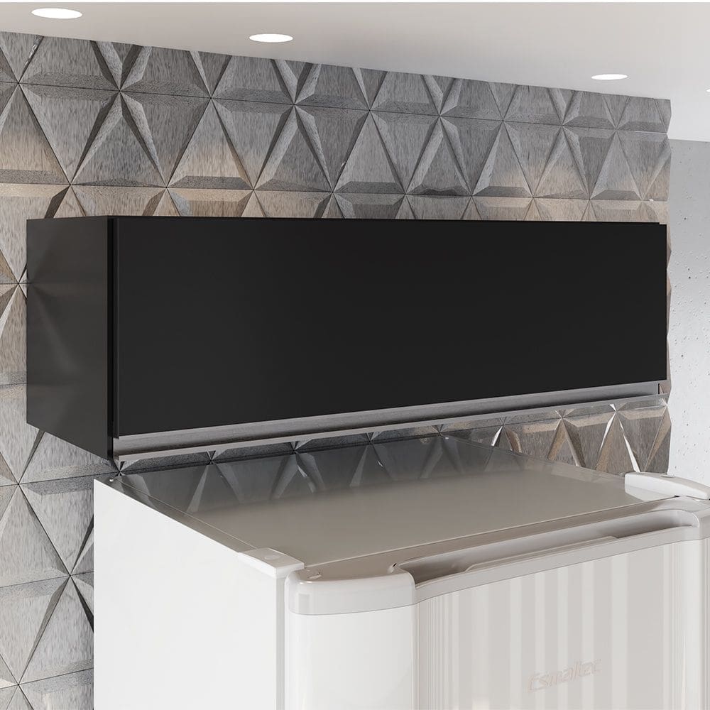 Armário Aéreo Geladeira Fiorella 1 Porta Basculante Preto Maderatto Móveis