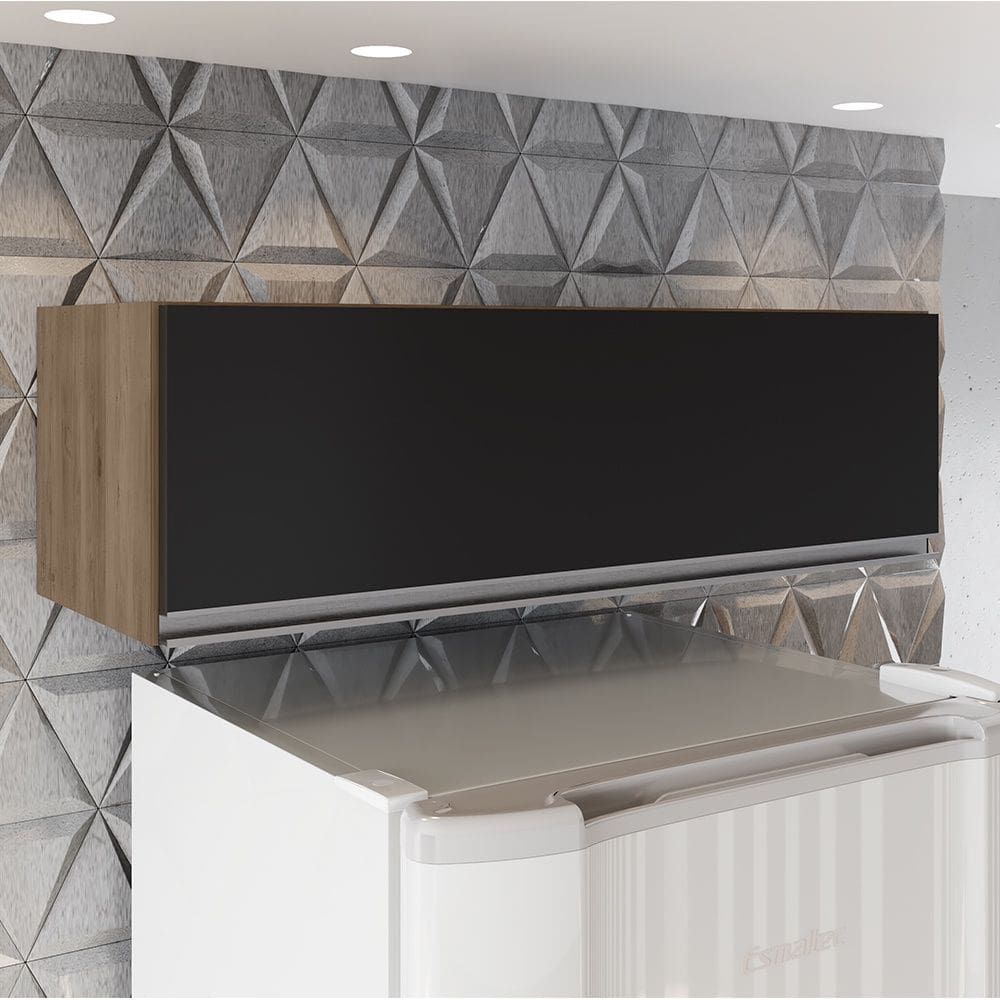 Armário Aéreo Geladeira Fiorella 1 Porta Basculante Freijó Preto Maderatto Móveis