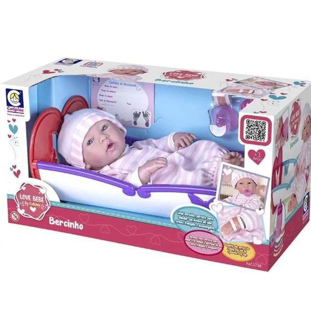 Boneca Love Bebe By Cotiplas C/ Bercinho