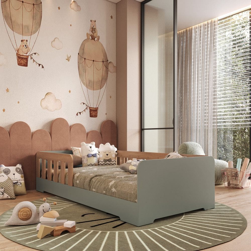 Cama Infantil Montessoriana Solteiro em MDF Tony Mobikasa e Colchao Gazin