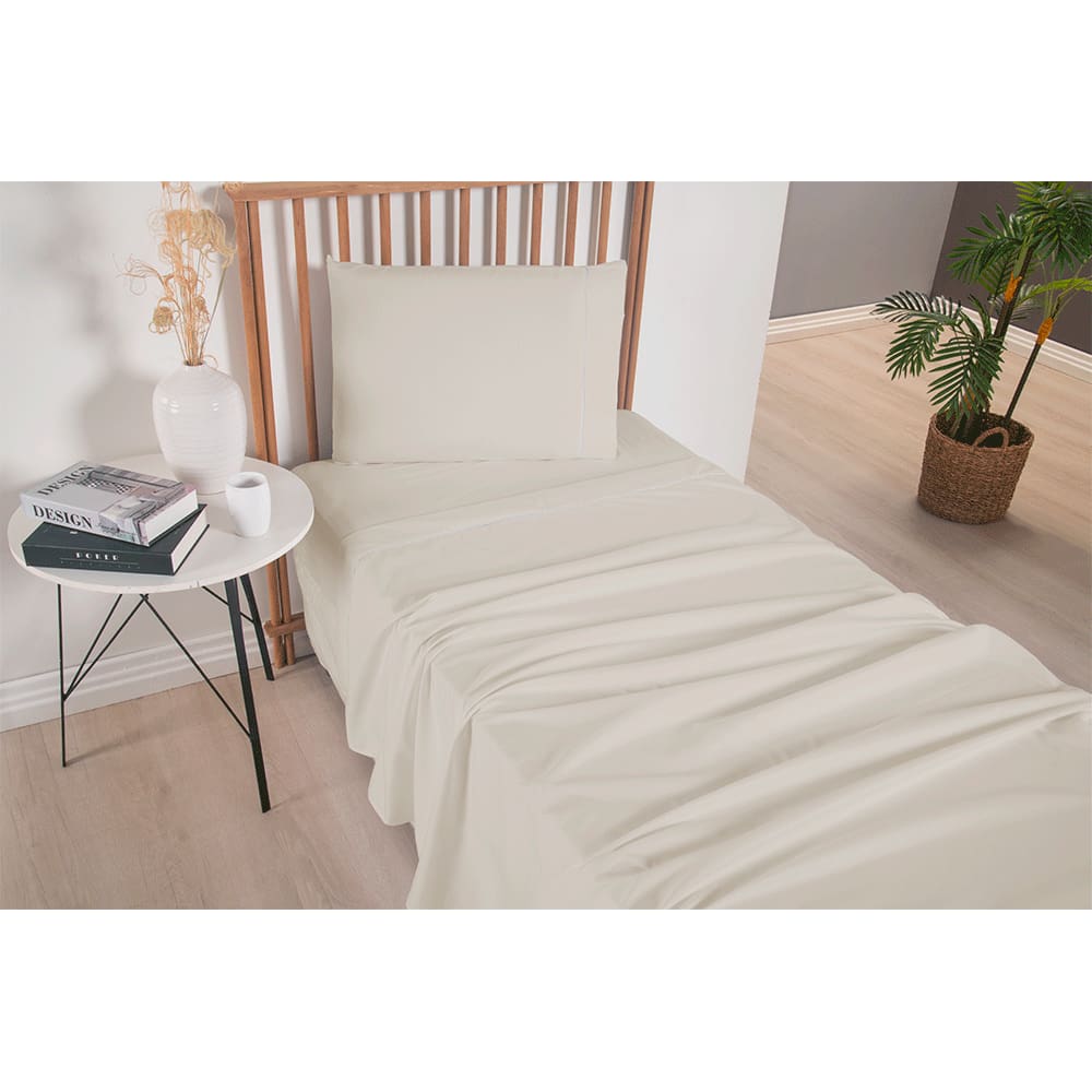 Jogo de Lençol Versatile 3 Peças Solteiro 300 Fios Cáqui