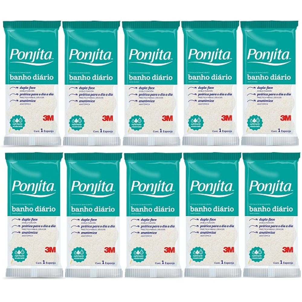 Kit com 10 Esponja de Banho Diario Ponjita Amarela