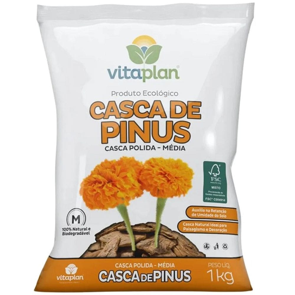 Casca de Pinus Polida Media 1KG Vitaplan