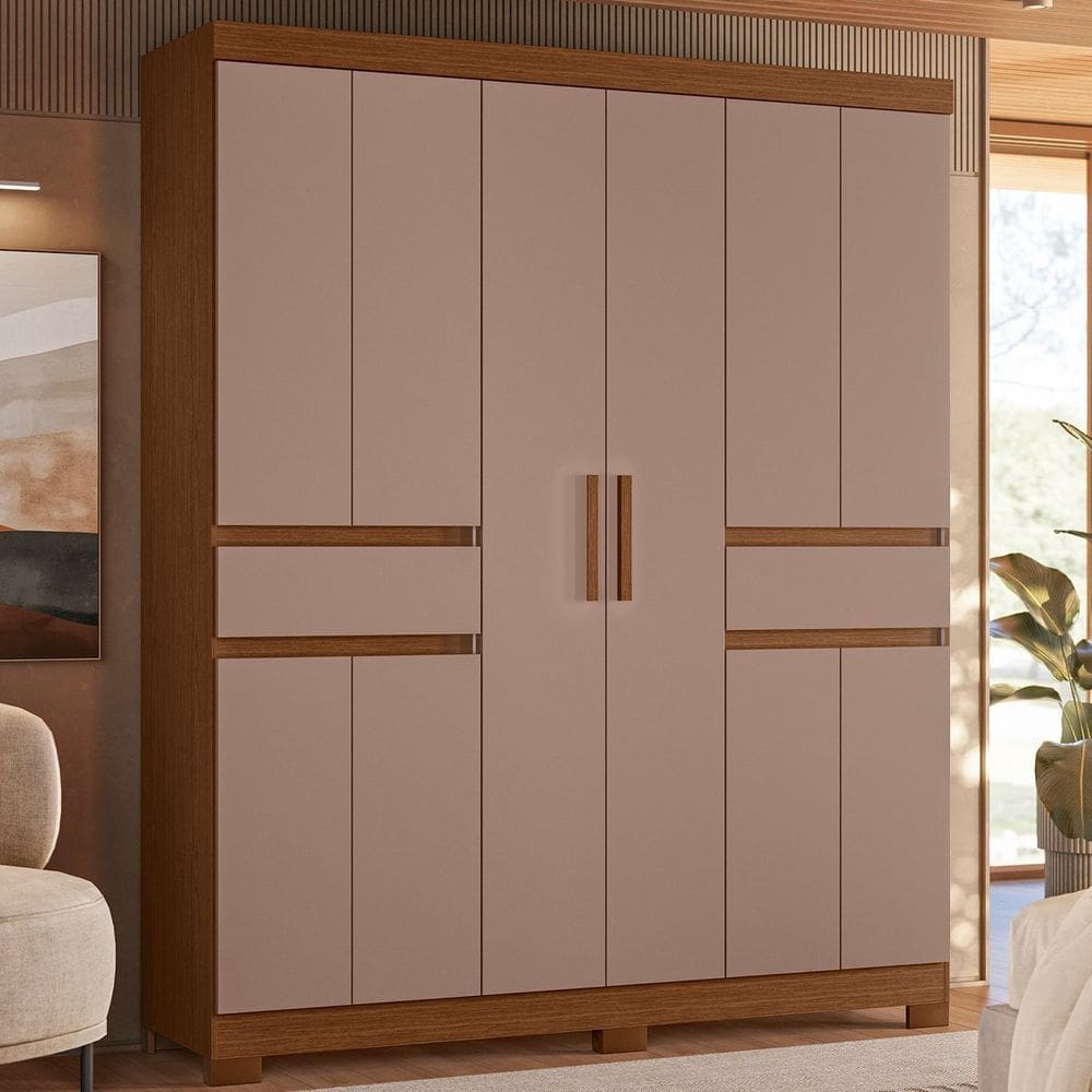 Guarda-roupa 10 Portas e 02 Gavetas Olímpia Nogueira / Capuccino