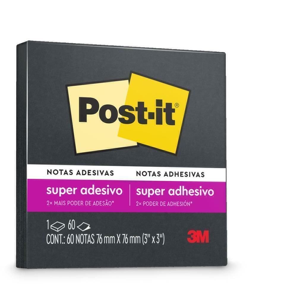 Bloco Post-It Super Adesivo 76x76mm 60fls Preto - 3M