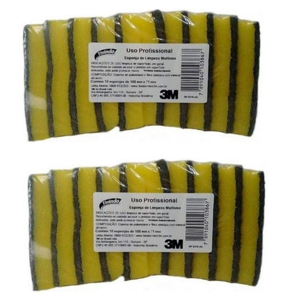 Kit com 20 Esponja de Limpeza Multiuso Tinindo 3M