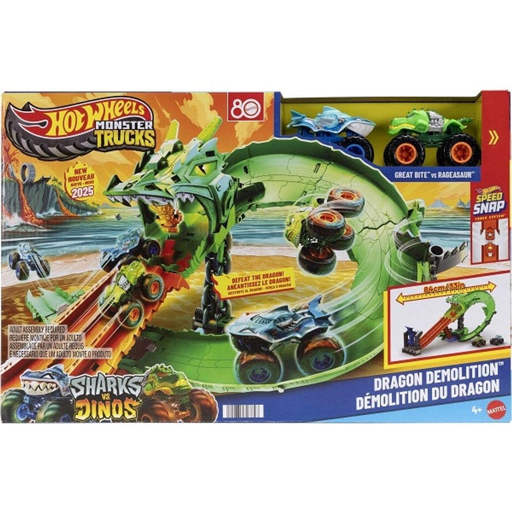 Hot Wheels Pista Monster TRUCKS Destruiçao do Dragao Mattel JFR06