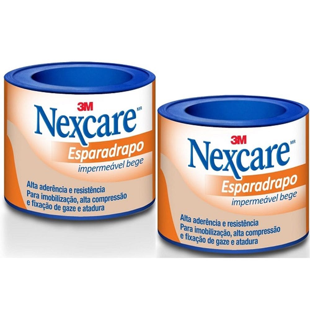 Kit com 2 Esparadrapo Impermeavel Nexcare Bege 25MM X 0,9M