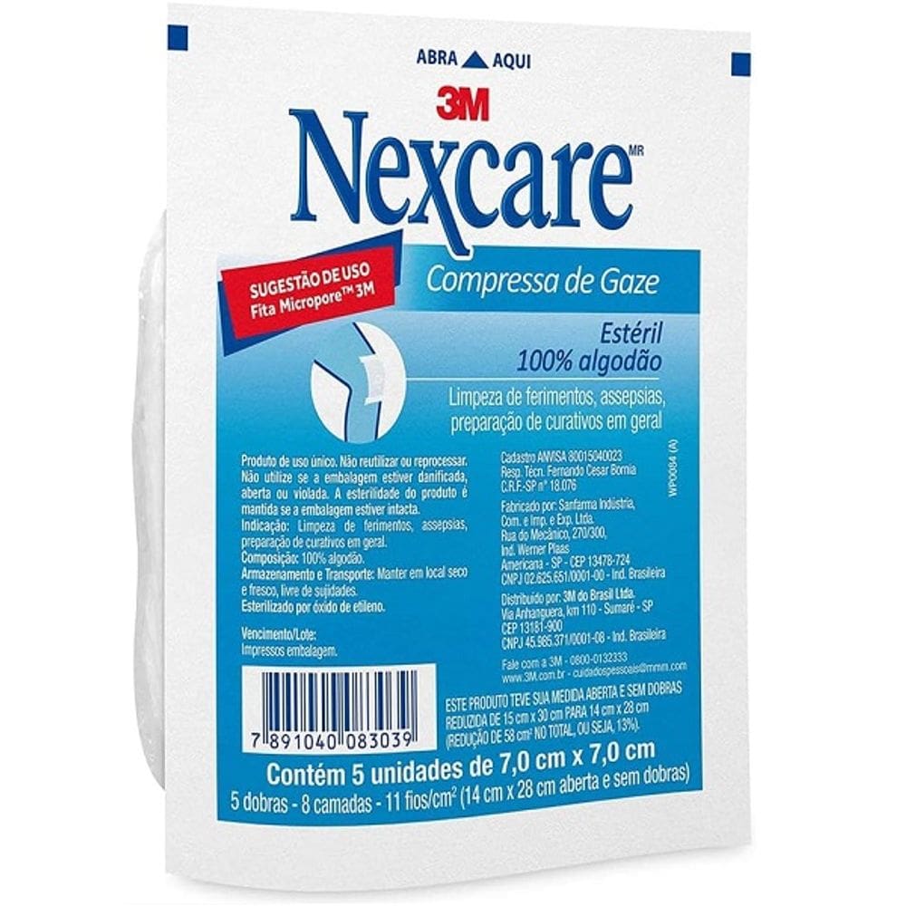 Compressa de Gaze Esteril Nexcare Pacote 5 Unidades