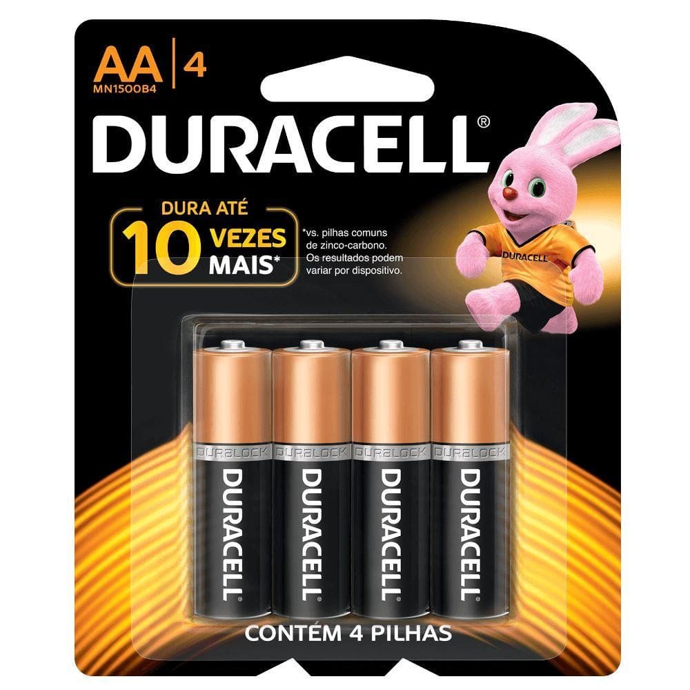 Pilha Alcalina Duracell AA 4 Unidades