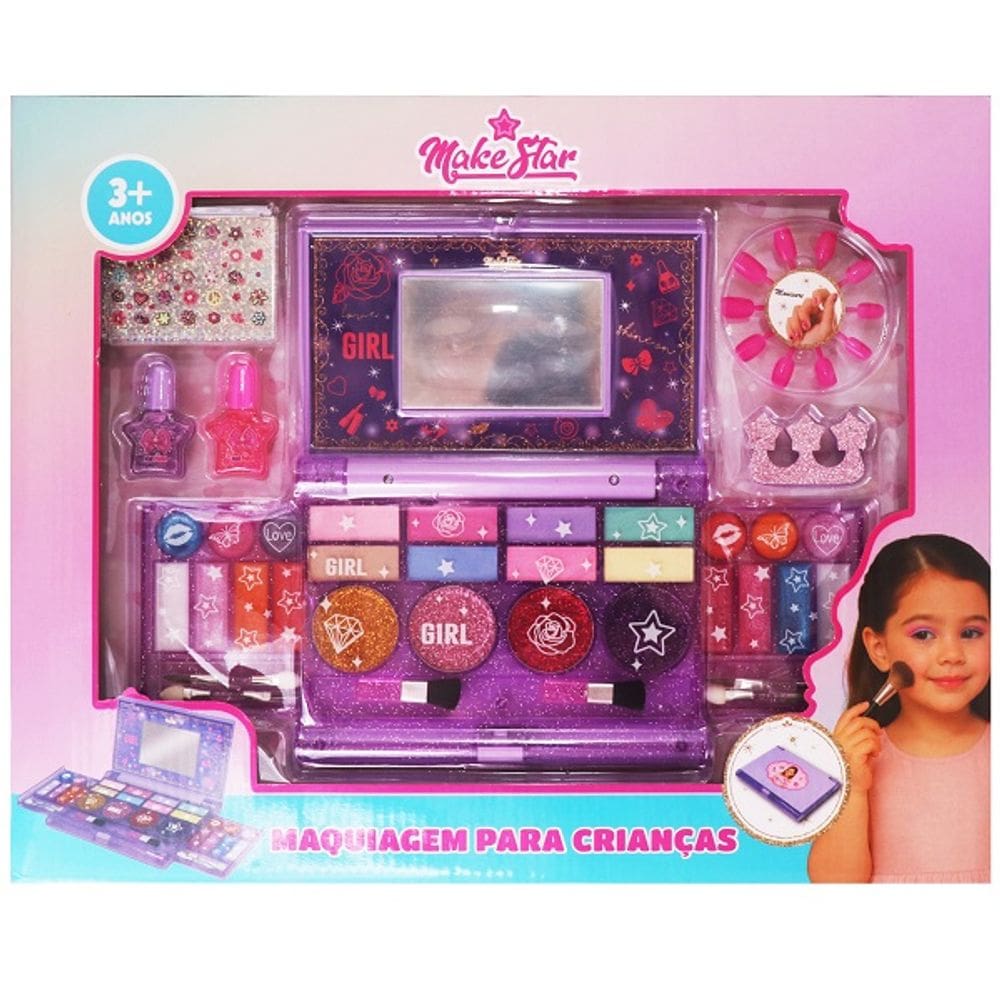 Kit Estojo de Maquiagens com Espelho Make STAR