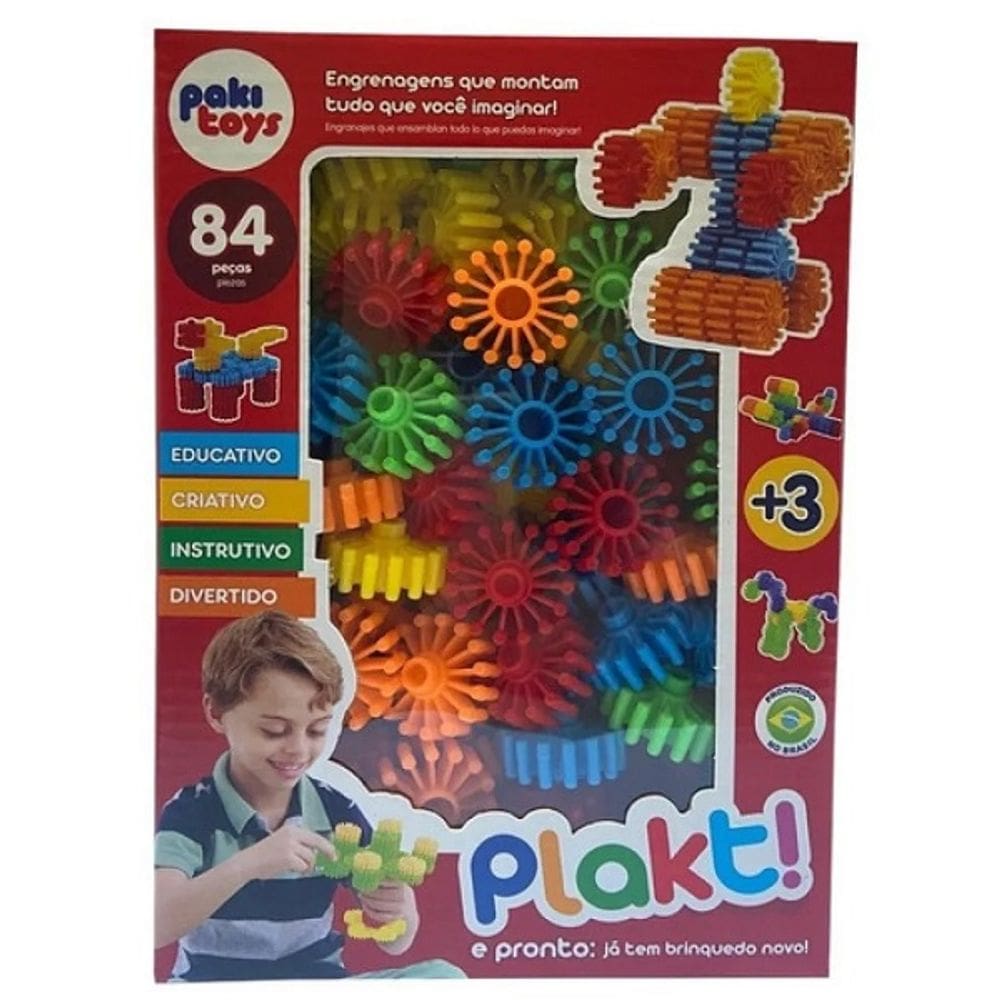 Plakt Formas de Montar Coloridas Infantil 84 Peças Paki TOYS