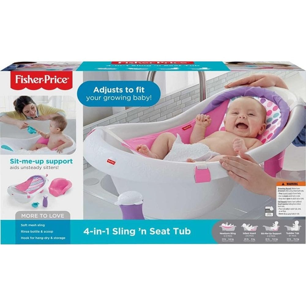 FISHER-PRICE Banheira Bebe Deluxe 4 em 1 Rosa Mattel FBM96
