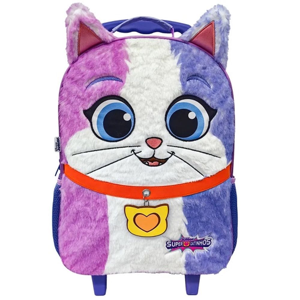 Mochila Escolar de Rodinhas Super Gatinhos Disney Junior Dermiwil