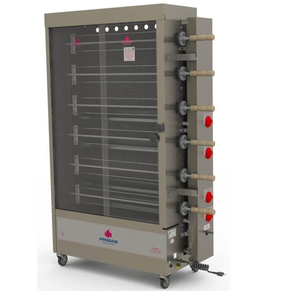 Forno Industrial Rotativo A Gás Progás Style Pr-634 6 Espetos Para 30 Frangos Bivolt P25420