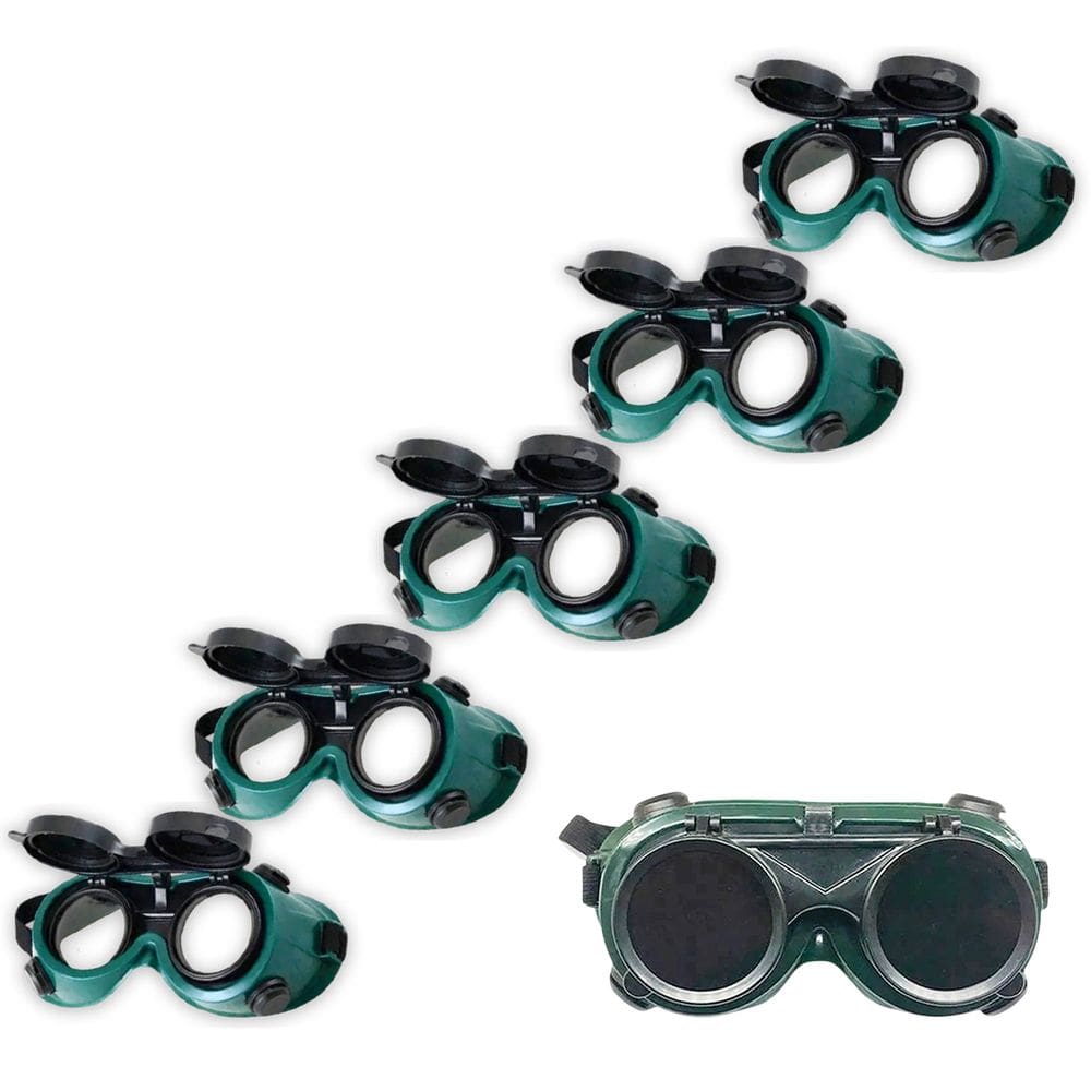 Oculos De Solda Kit 5 Uni EPI Mascara De Protecao Articulavel Dupla Lente Soldador Com Filtro Equipamento Profissional