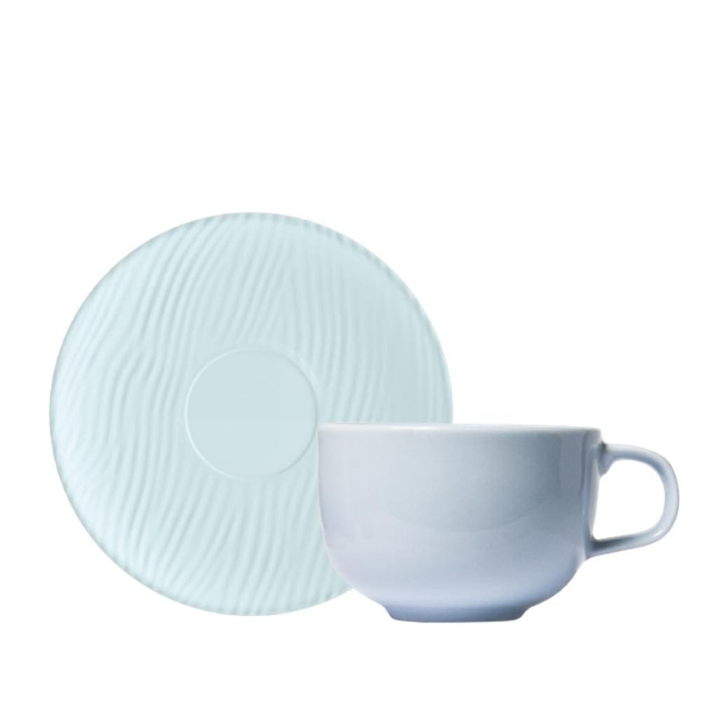 Kit 06 Xícaras Chá Pires 235ml Azul Dunas Germer Porcelanas