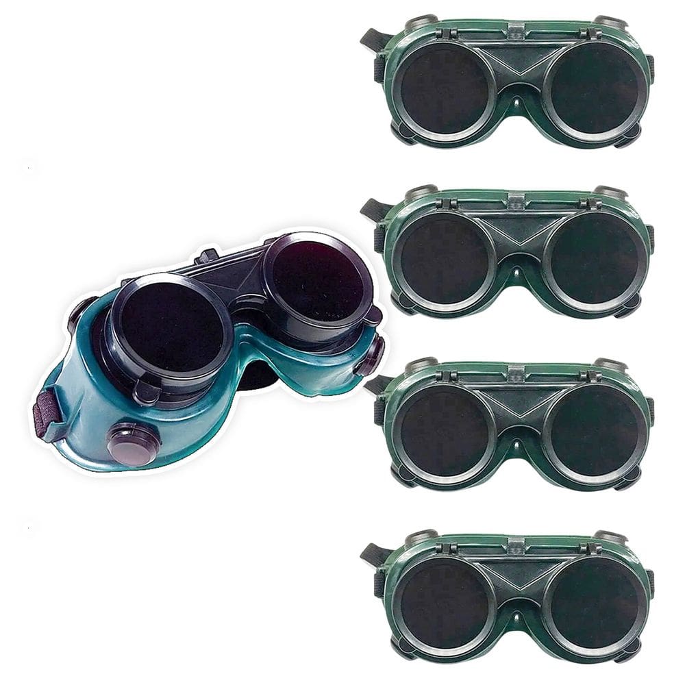Oculos De Solda Kit 4 Uni EPI Mascara De Protecao Articulavel Dupla Lente Equipamento Profissional Soldador Com Filtro