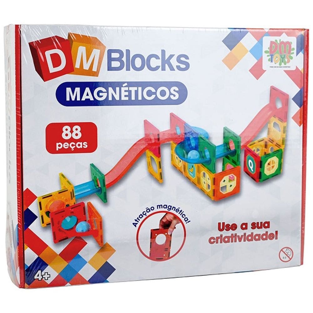 Blocos de Montar Magneticos 88 Peças DM BLOCKS DM TOYS