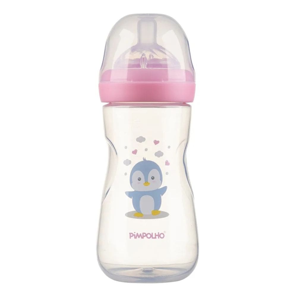 Mamadeira Serena Pinguim Rosa 330Ml - Pimpolho